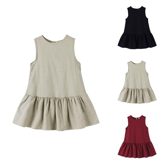 Girl Dresses Girls Formal Dresses Kids Toddler Baby Girls Spring Summer Solid Sleeveless Princess Dress Clothes