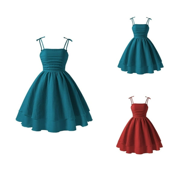 Girl Dresses Girls Party Dress Girls Summer Dress Solid Color Bow Tie Strap Cute Casual Party Outfit Toddler Kids Clothing Comfortable Breathable