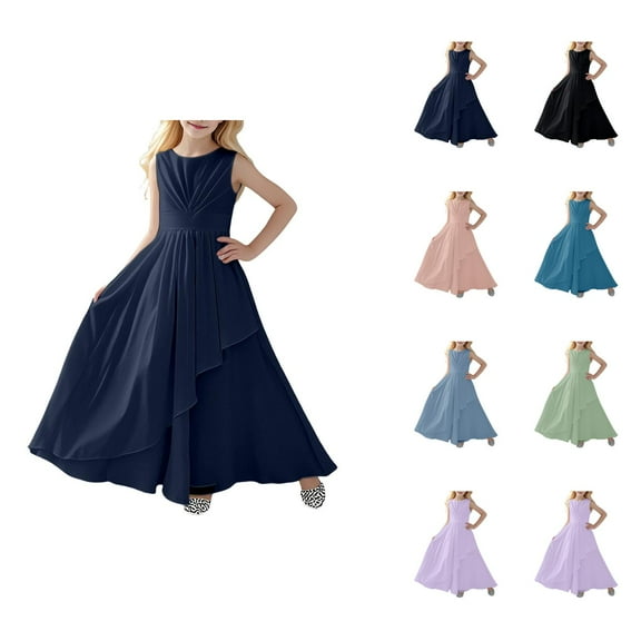 Girl Dresses Girls Princess Dress Girls Dresses For Elegant Sleeveless Round Neck Party Dress For Kids For Performances Weddings And Outdoor Events