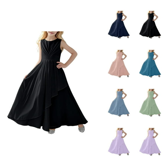 Girl Dresses Girls Princess Dress Girls Dresses For Elegant Sleeveless Round Neck Party Dress For Kids For Performances Weddings And Outdoor Events