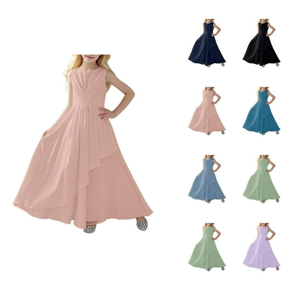 Girl Dresses Girls Princess Dress Girls Dresses For Elegant Sleeveless Round Neck Party Dress For Kids For Performances Weddings And Outdoor Events
