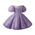 thumbnail image 1 of Girl Dresses Kids Cute Sequin Glitter Party Carnival Gown Princess Formal Dress Baby Dress Purple 18 Months-24 Months, 1 of 5