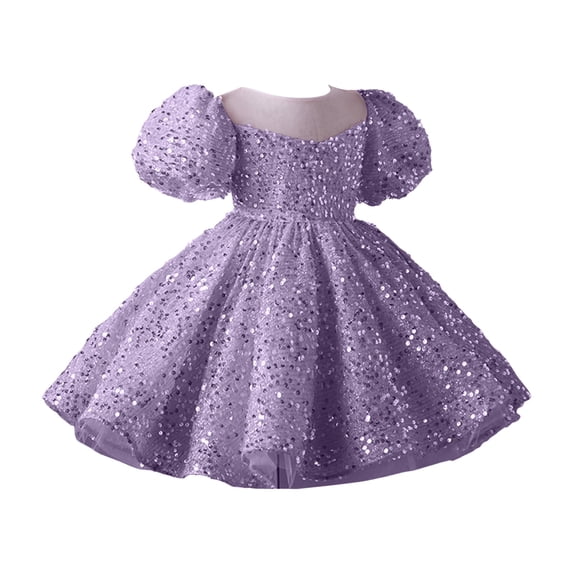 Girl Dresses Kids Cute Sequin Glitter Party Carnival Gown Princess Formal Dress Baby Dress Purple 18 Months-24 Months