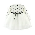 thumbnail image 1 of Girl Dresses Kids Long Sleeve Dot Prints Lace Princess Dress Party Pageant Tulle Mesh Vintage Dress Baby Girl Dress White 18 Months-24 Months, 1 of 4