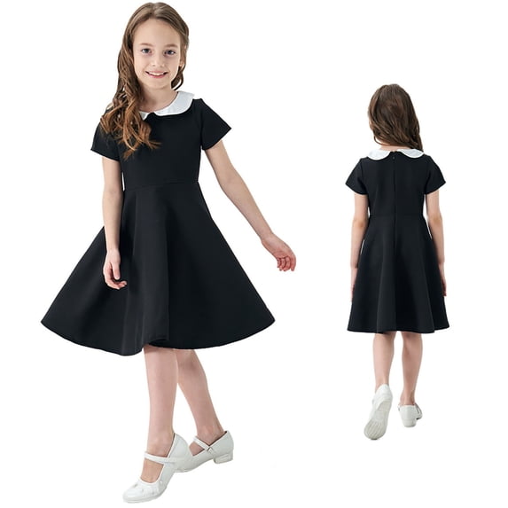 Girl Dresses Short Sleeve A Line Swing Dress for Tween Girls 13-14 Years