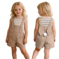 thumbnail image 1 of Girl Easter Outfit Sleeveless Striped Tank Top and Overalls 2 Peice Summer Outfit Set Dress up Party Outfit 8-9 Years Girls Clothes, 1 of 9