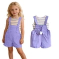 thumbnail image 1 of Girl Easter Outfit Sleeveless Striped Tank Top and Overalls 2 Peice Summer Outfit Set Dress up Party Outfit Girls Clothes Size 5-6 Years, 1 of 9