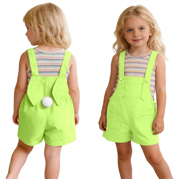 Girl Easter Outfit Sleeveless Striped Tank Top and Overalls 2 Peice Summer Outfit Set Dress up Party Outfit Girls Outfits Size 7-8 Years