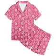 thumbnail image 1 of Girl Easter Pajamas Size 8 Easter Bunny Print Silk Button-Down Nightwear Sleepwear Easter Day Gift Sleepwear,160(12-13 Years),X1-Hot Pink, 1 of 5