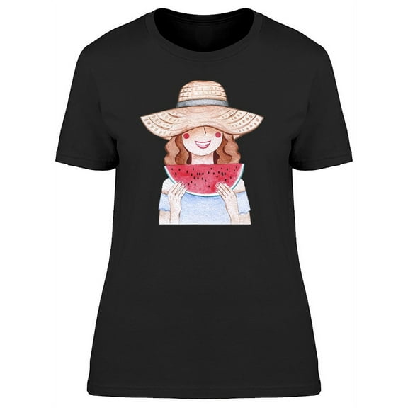 Girl Eating Watermelon T-Shirt Women -Image by Shutterstock, Female Large
