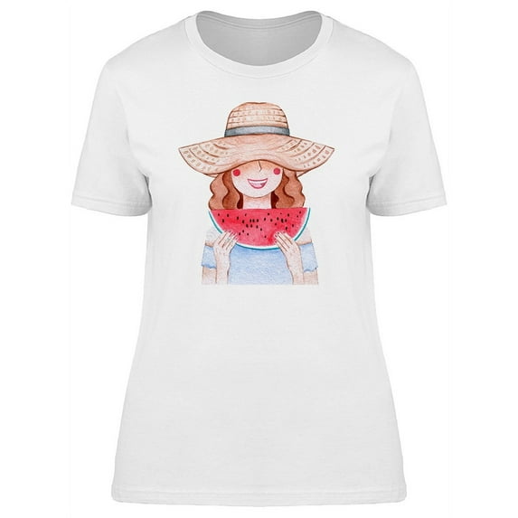 Girl Eating Watermelon T-Shirt Women -Image by Shutterstock, Female x-Large