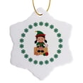 thumbnail image 1 of 3drose, Girl Elf with Ornaments, 3 inch Snowflake Porcelain Ornament, 1 of 7
