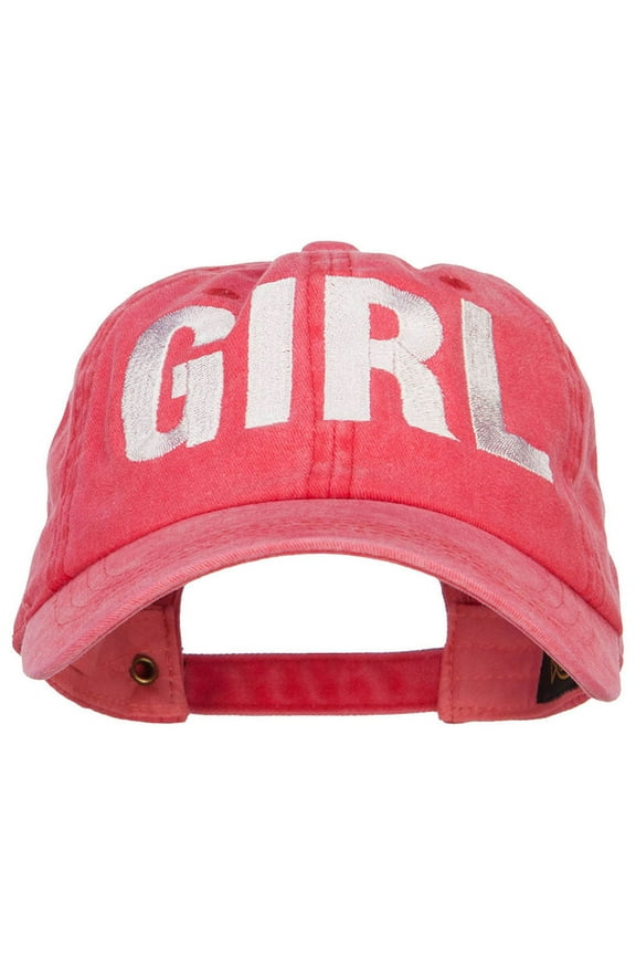 Girl Embroidered Dyed Unstructured Cap - Red OSFM