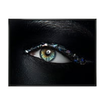 Girl Eyes With Multi-Colored Glass Sparkles 20 in x 12 in Framed Photography Canvas Art Print, by Designart