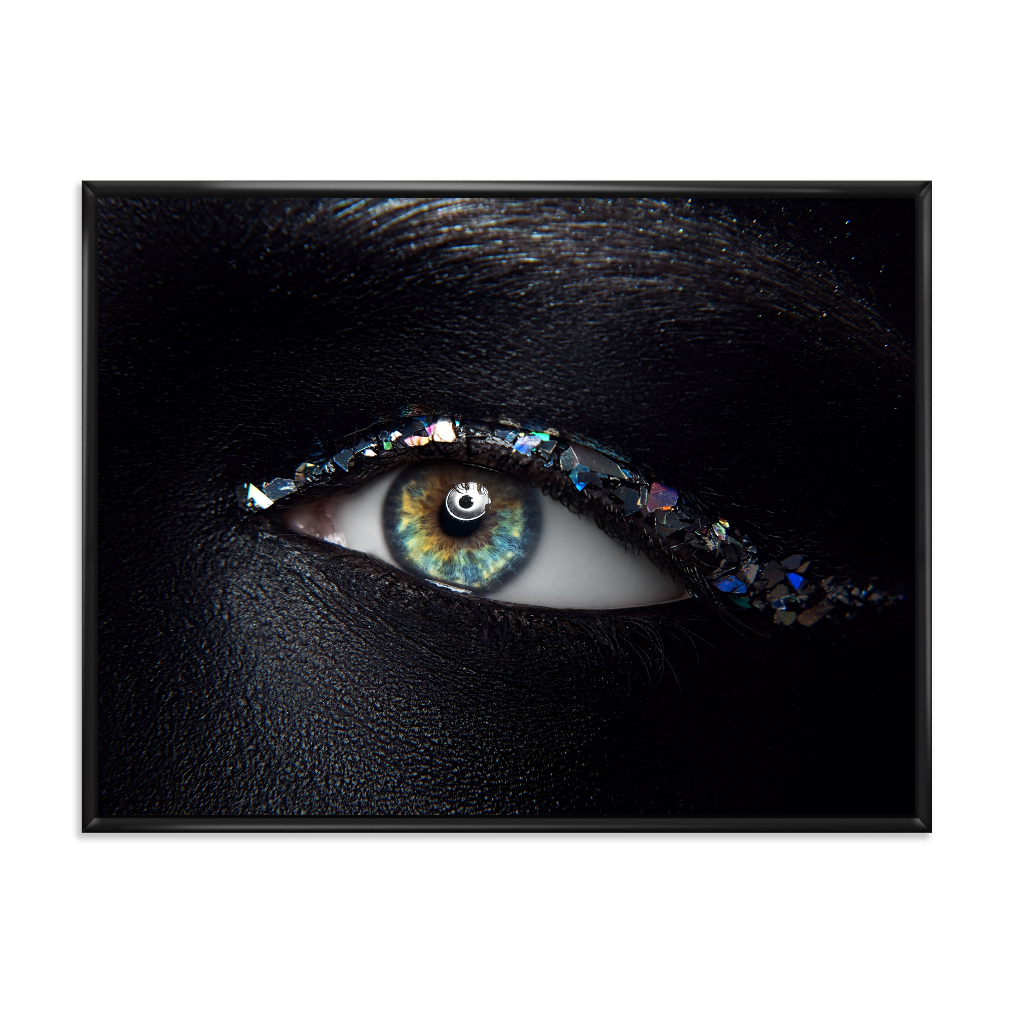 Girl Eyes With Multi-Colored Glass Sparkles 40 in x 30 in Framed Painting Canvas Art Print, by Designart