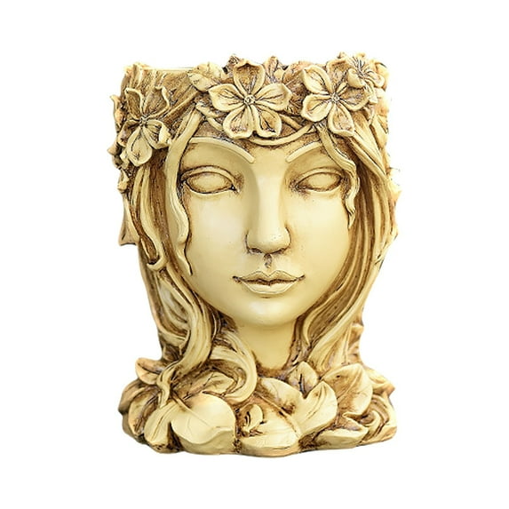 Girl Face Flower Pot Planter – 20 x 15.8in Decorative Resin Planter Statue for Indoor Outdoor Garden()