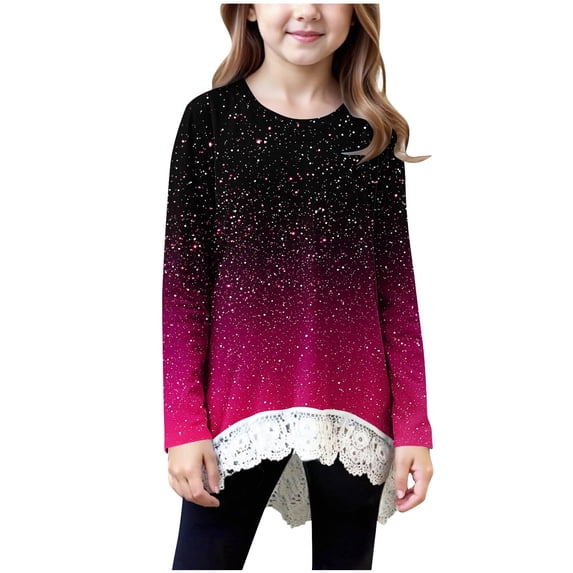 Girl Fall Clothes Striped V Neck Long Sleeve Tshirts Casual Fashion Base Tee 3-14 Years Graphic T-shirts for Girls (5 Years, Pink)