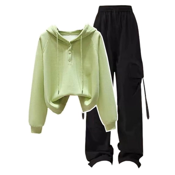 Girl Fall Outfit Set Cute Hooded Sweatshirt With Wide Leg Joggers Casual School Wear For Teen Students Comfortable Summer Activewear Set 2 Piece Outfit Size 14T