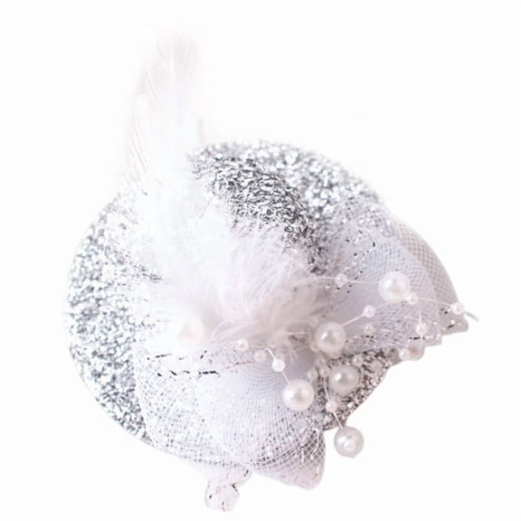 Girl Fascinator Hat Derby Pillbox Hat Cocktail Tea Party Fascinator Feather Fascinator Glitter Mesh Flower Fascinator