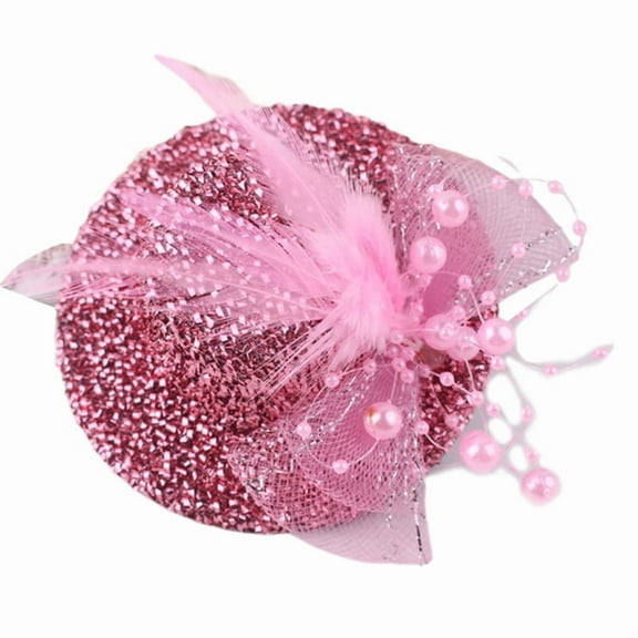 Girl Fascinator Hat Derby Pillbox Hat Cocktail Tea Party Fascinator Feather Fascinator Glitter Mesh Flower Fascinator