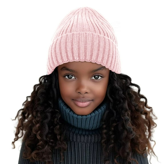 Girl Fashion Solid Knitted Warm Woolen Hats for Autumn and Winter