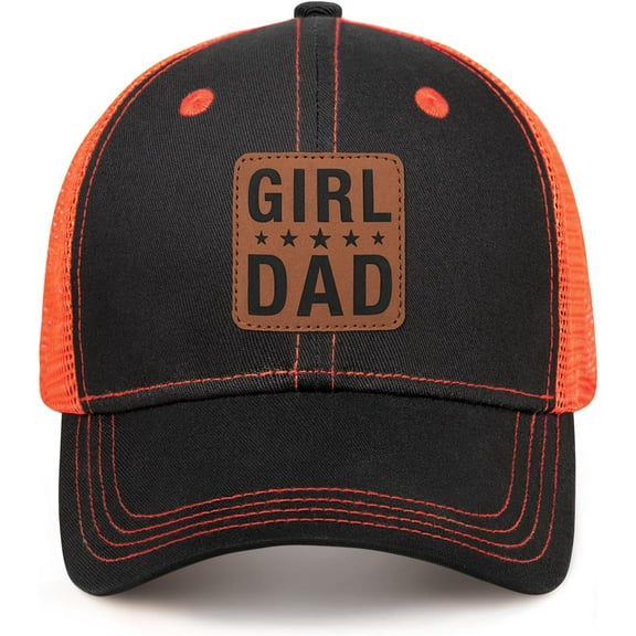 Girl Father Daddy Dad Leather Patch Hat Birthday for Dad Papa from Daughter Son Adjustable Trucker Hat