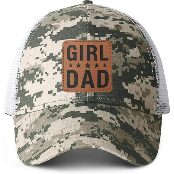 Girl Father Daddy Dad Leather Patch Hat Birthday for Dad Papa from Daughter Son Adjustable Trucker Hat