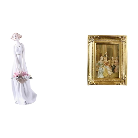 Girl Figurine Photo Frame Nordic Statue Resin Material for Bedroom Living Room Office Desk Display Decor