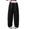 thumbnail image 1 of Girl Flare Pants Wide Leg Cargo Pants Stretchy Casual Clothes for Teen Breathable Mid-Rise Baggy Joggers Pants Kids Daily School Wear Tops Black 5-6 Years, 1 of 7