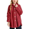 thumbnail image 1 of Girl Fleece Jacket Long Sleeve Button down Sweatshirt with Pocket Warm Lined Coat Outerwear Fall Winter Clothes Little Girls Clothes 5-6 Years, 1 of 4