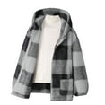 thumbnail image 1 of Girl Fleece Jacket Plaid Long Sleeve Zip Up Outerwear Hooded 9-10 Years Winter Clothes for Girls, 1 of 4