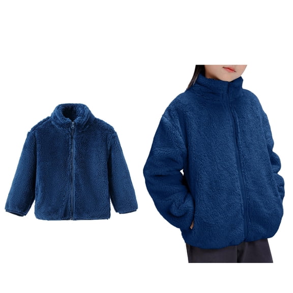 Girl Fleece Jacket Winter Coat Boys Long Sleeve Lightweight Zip Up Fuzzy Jacket 3-4 Years Winter Clothes for Girls