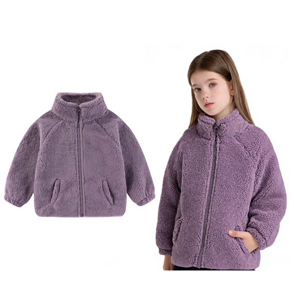 Girl Fleece Jacket Winter Coat Boys Long Sleeve Lightweight Zip Up Fuzzy Jacket Little Girls Winter Coat 2-3 Years