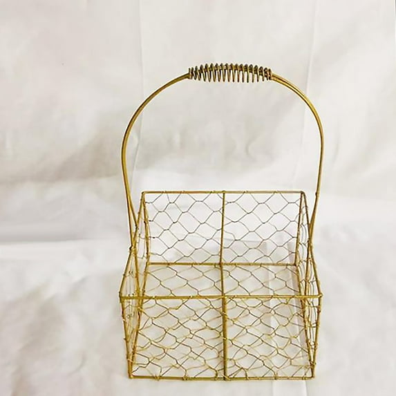 Girl Flower Basket With Handheld Golden Crafts Basket Flower Bundle for Wedding Christmas Theme Party