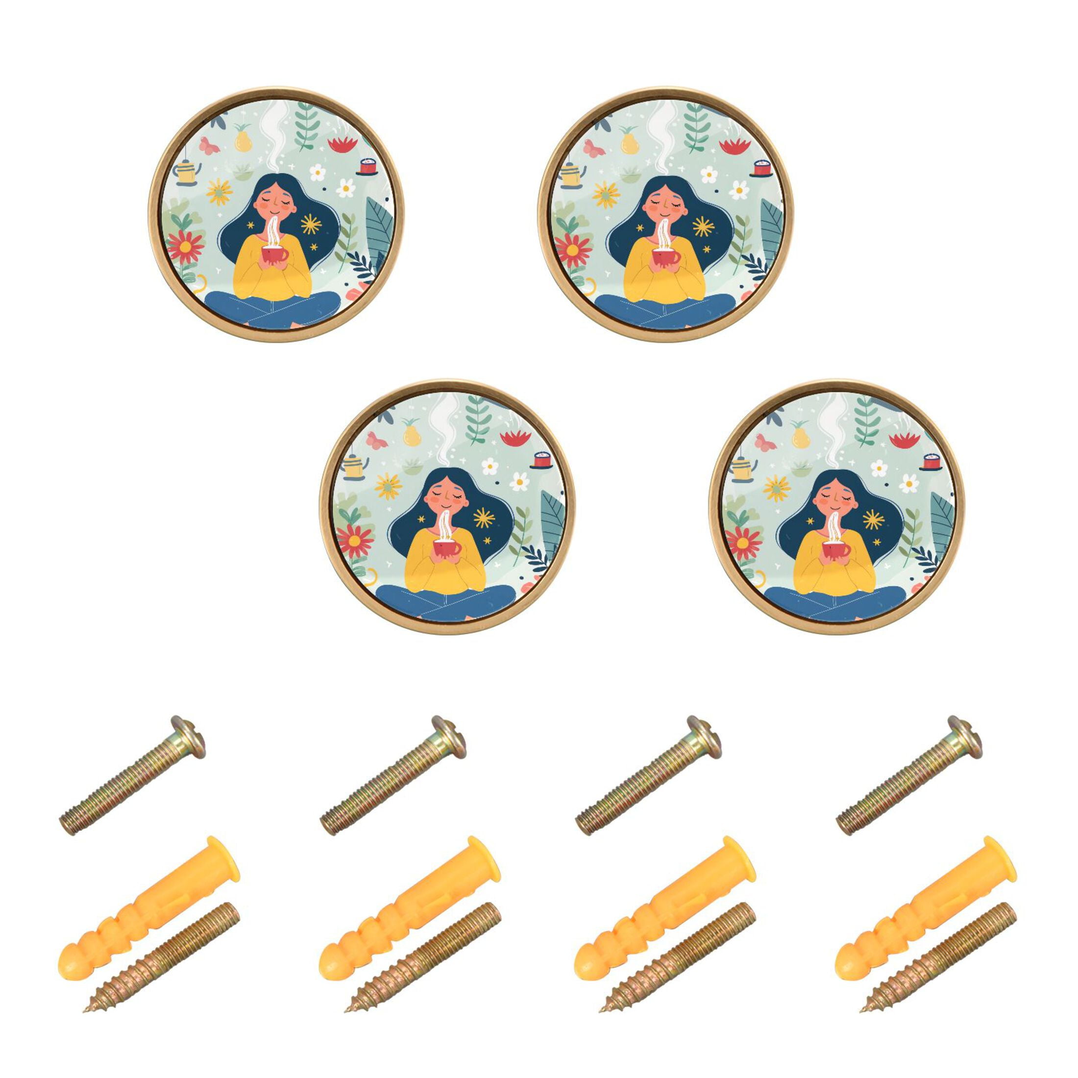 Girl Flower Leaf Cup Cabinet Knobs Sets Kitchen Pulls Dresser Drawer ...