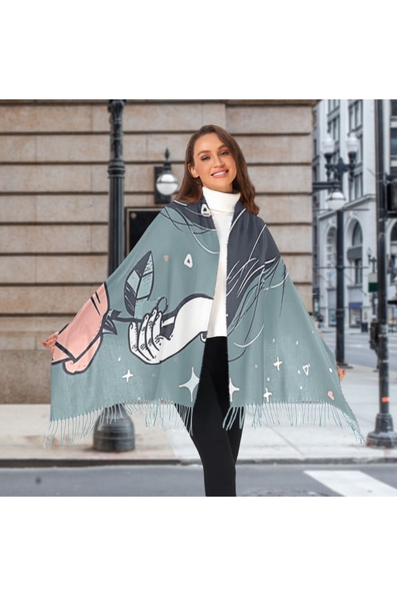 Girl Flower Rose Winter Scarf for Women Fashion Warm Long Soft Blanket Scarves Gifts
