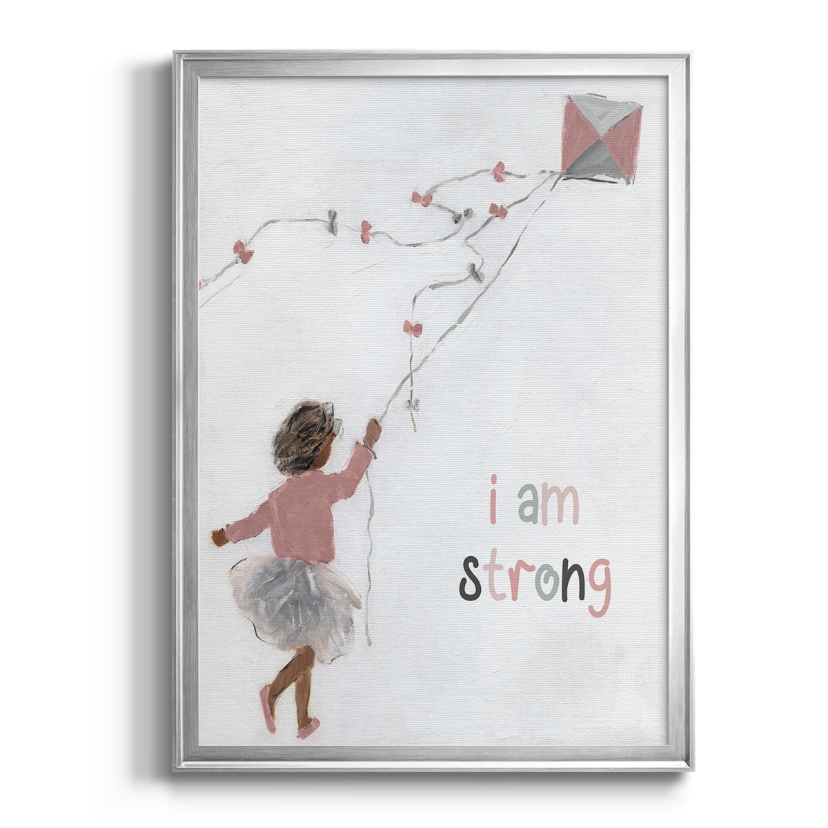 Girl Flying Kite Premium Framed Print - Ready to Hang