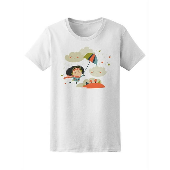 Girl Flying With Umbrella T-Shirt Women -Image by Shutterstock, Female x-Large