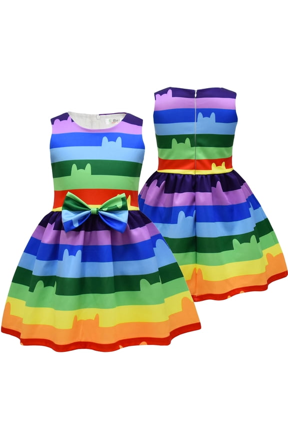 Girl Gabby Sleeveless Rainbow Dress Halloween Party Costume