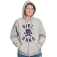 thumbnail image 1 of Girl Gang Punk Kittycat Crossbones Womens Plus Size Graphic Zipper Hoodie Brisco Brands 5X, 1 of 5