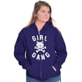 thumbnail image 1 of Girl Gang Punk Kittycat Crossbones Zip Hoodie Sweatshirt Women Brisco Brands 2X, 1 of 6