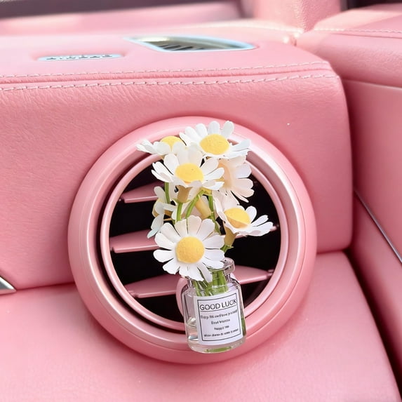Girl Girly Car Accessories for Women, Cute Car Decor Dashboard Decorations, Cute Flower Air Freshener Vent Clips, Auto Interior Dash Ornament Accessories