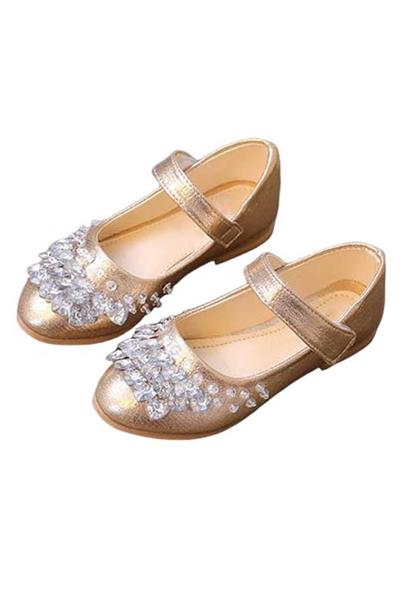 Girl Glitter Princess Flat Shoes Mary Jane Ballet Dress Shoes Kids Bling Birthday Party Shoes Bright Diamond Cosplay Dance Shoes for Little Girls Toddlers Gold 10 Little Kids