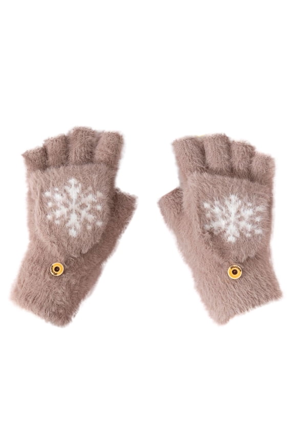 Kids Gloves Winter Fluffy Warm Lined Mittens Winter Knit Gloves for Ages 7-18 Years Girls