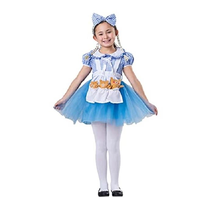 Girl Goldilocks Costume with Apron 3 Bears Headband Blue Medium