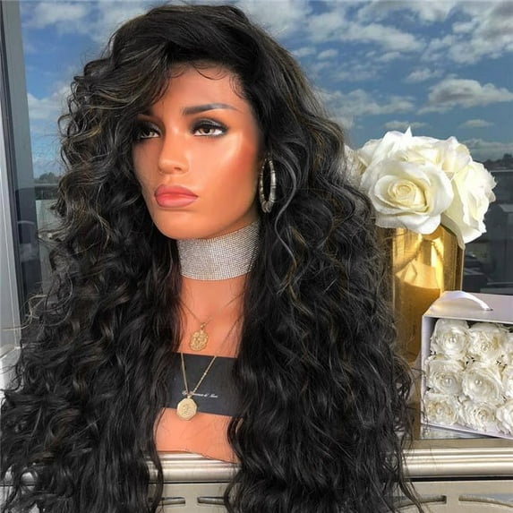 Girl Gradient Natural Brown Party Wig Long Full Curly Hair Fashion Synthetic Wig