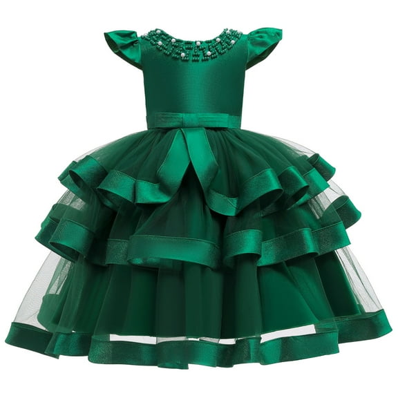 Girl Green Dress without Sleeves for wedding, pageant, graduation, Birthday ages 5 years old.