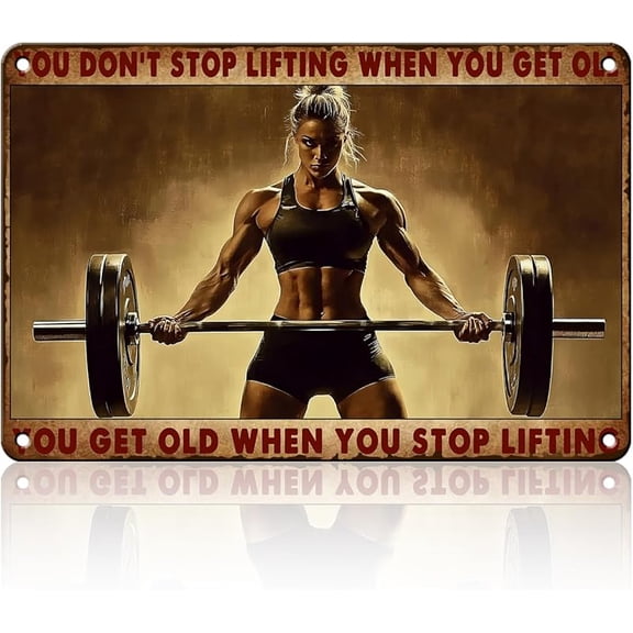 Girl Gym Sign Welcome To Our Fitness Room Metal Tin Sign for Gym Home Weightlifting Poster Work Out Decor Man Cave Wall Decor 8x12inch