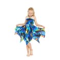 thumbnail image 1 of Girl Gypsy Uneven Bottom Hawaiian Luau Dress in Blue Sunset Size 8, 1 of 5