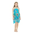thumbnail image 1 of Girl Gypsy Uneven Bottom Hawaiian Luau Dress in Pretty Tropical Turquoise Size 4, 1 of 5
